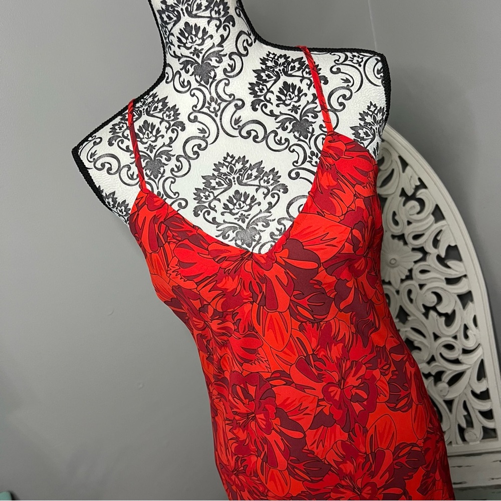 Lulu’s Sunset The Mood Red Floral Lace Up Maxi Dress Size Medium NWOT Wedding - Picture 5 of 15